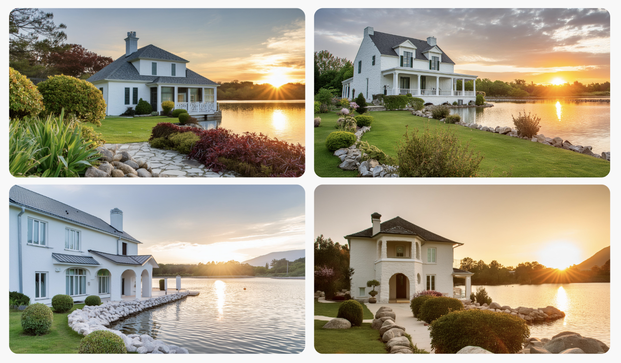 4 images of houses generated with Adobe Firefly